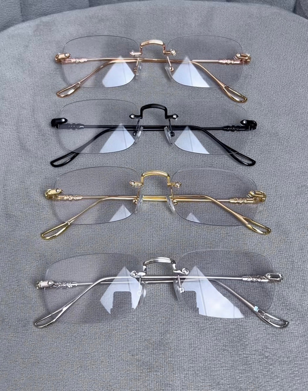 Elegant Rimless Gold Eyeglasses with Minimalist Design
