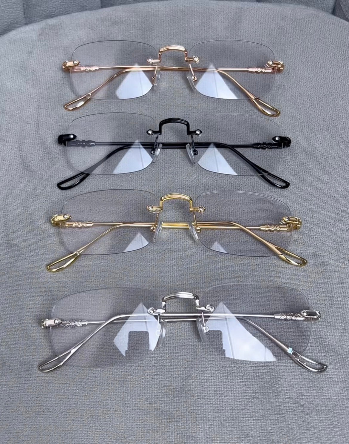 Elegant Rimless Gold Eyeglasses with Minimalist Design