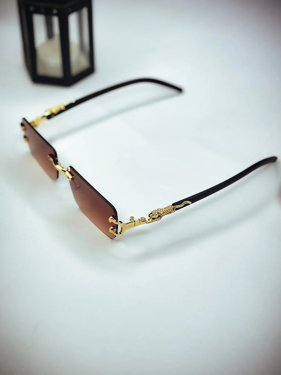 Aura Syndicate Rimless – Premium Brown Luxury Sunglasses (Mafia Edition UV400)