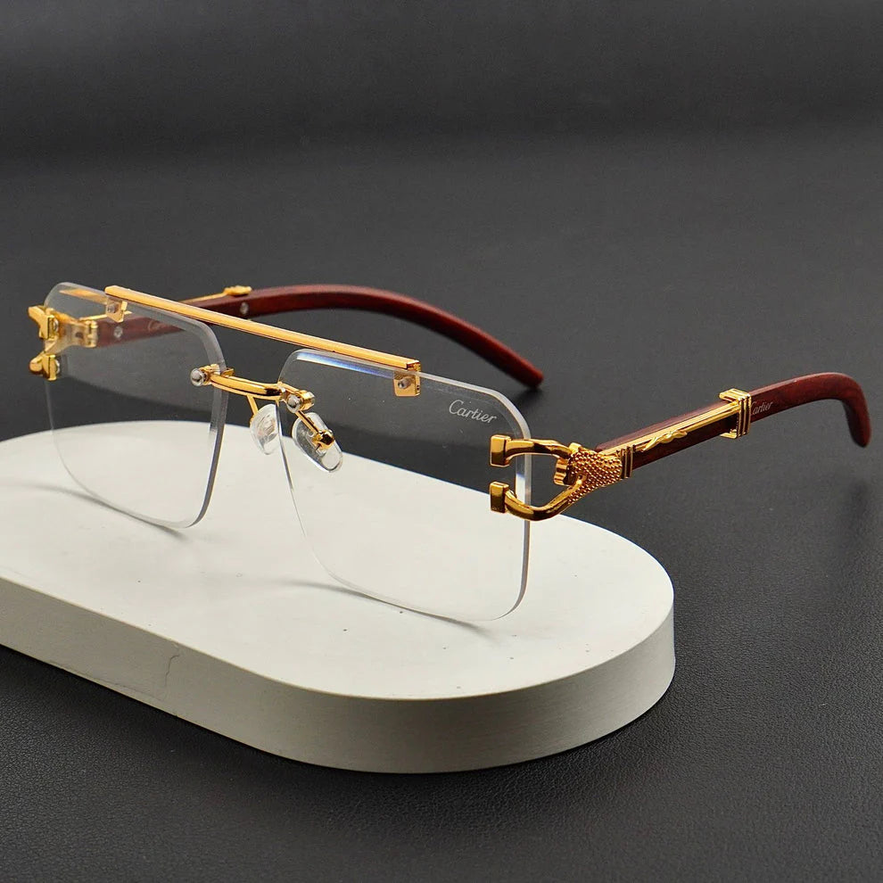 Aura Predator Rimless – Luxury Gold Accent Sunglasses (UV400)