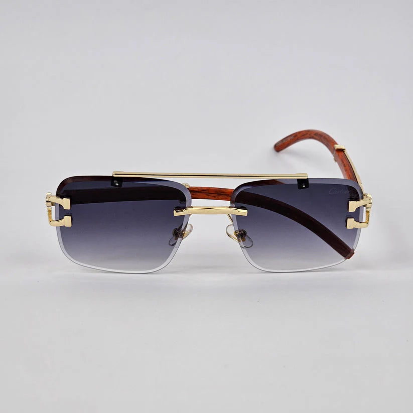 Aura Velocity Rimless – Premium Wood Brown Luxury Sunglasses (UV400 Natural Edition)