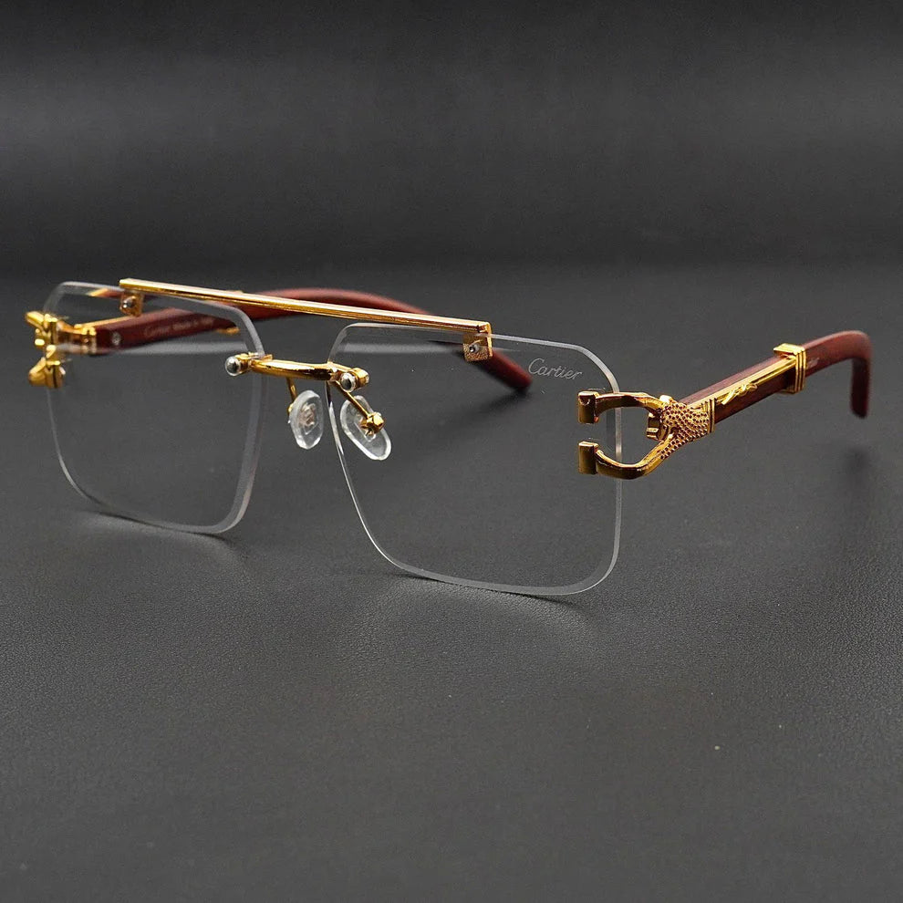 Aura Predator Rimless – Luxury Gold Accent Sunglasses (UV400)