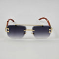 Aura Velocity Rimless – Premium Wood Brown Luxury Sunglasses (UV400 Natural Edition)