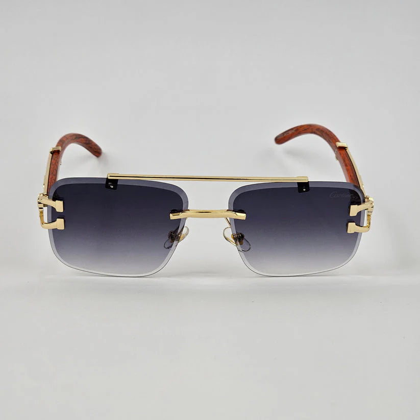 Aura Velocity Rimless – Premium Wood Brown Luxury Sunglasses (UV400 Natural Edition)
